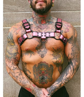Spanked Bright Room Bulldog Leather Harness | Pink