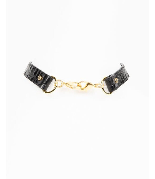 Crocco Collar | Crocodile Embossed Leather & Gold Rivets