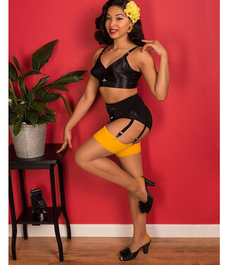 Whatkatiedid Seamed Stockings Nutmeg Mustard