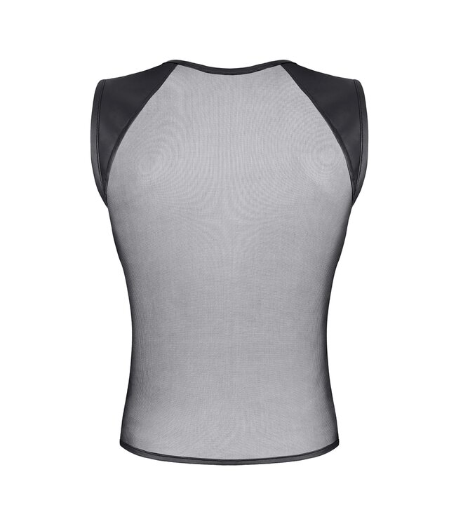 Sleeveless Black Mesh Men's T-shirt | BDSM Fashion