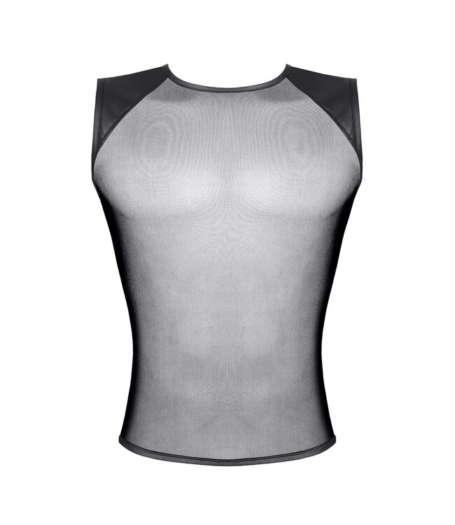 Sleeveless Black Mesh Men's T-shirt | BDSM Fashion