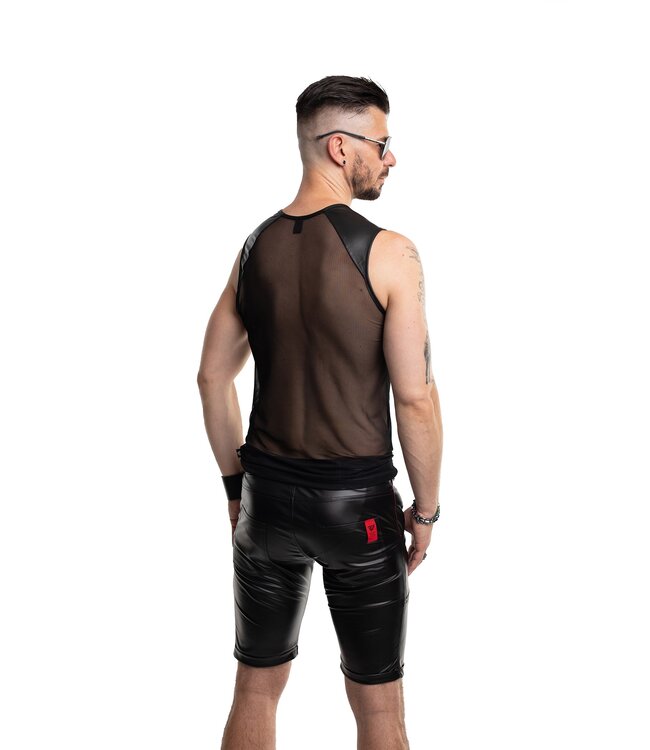 Sleeveless Black Mesh Men's T-shirt | BDSM Fashion