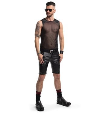 Regnes Sleeveless Black Mesh Men's T-shirt | BDSM Fashion