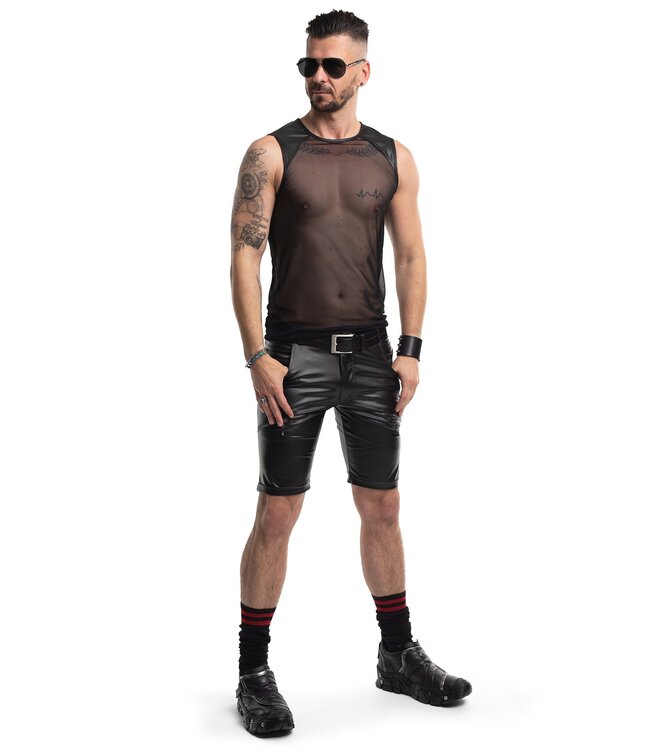 Sleeveless Black Mesh Men's T-shirt | BDSM Fashion