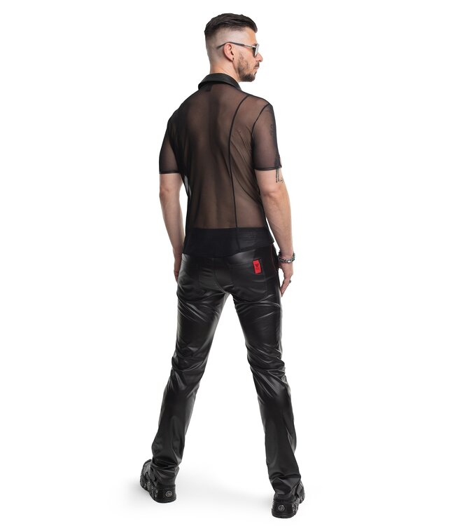 Mesh Polo Shirt With Front Zipper | BDSM Fashion