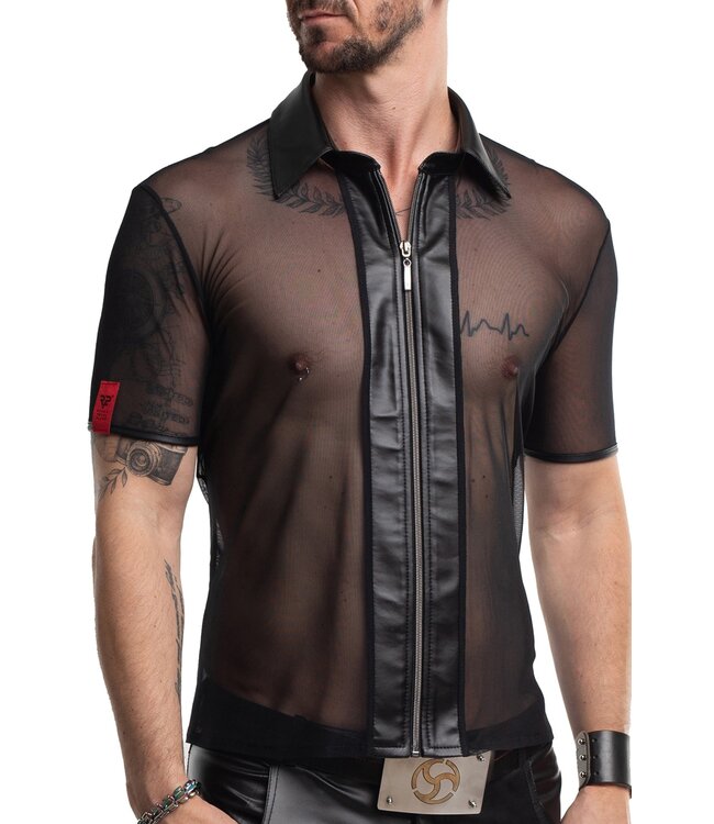 Mesh Polo Shirt With Front Zipper | BDSM Fashion