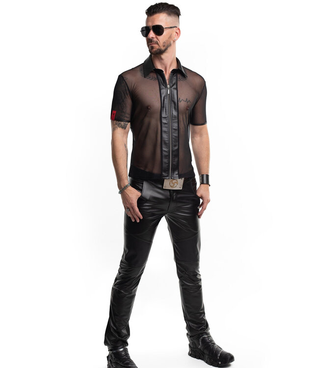Mesh Polo Shirt With Front Zipper | BDSM Fashion