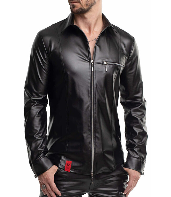 Men's Wetlook Shirt with Front Zipper | BDSM Fashion