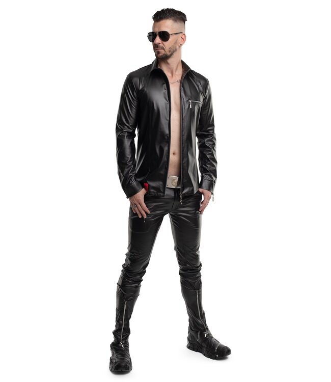 Men's Wetlook Shirt with Front Zipper | BDSM Fashion