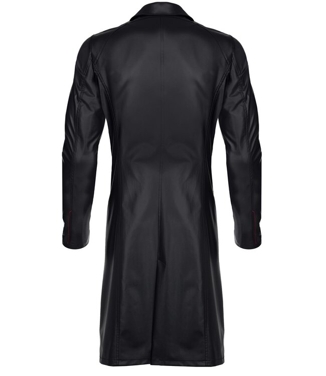 Men’s Black Wet-Look Classic Trench Coat | BDSM Fashion