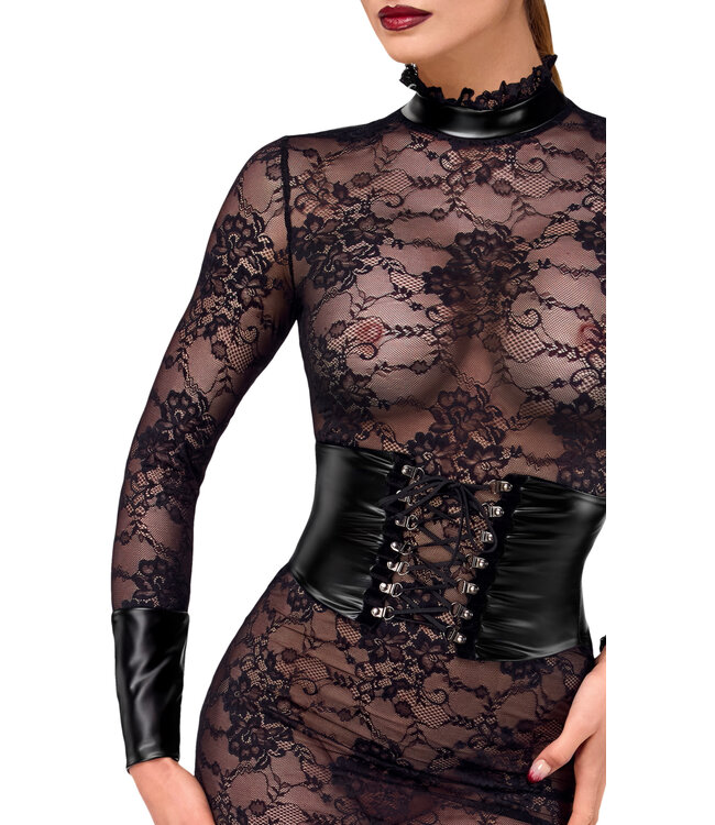 Noirelle Lace Corset Midi Fetish Dress | BDSM Fashion