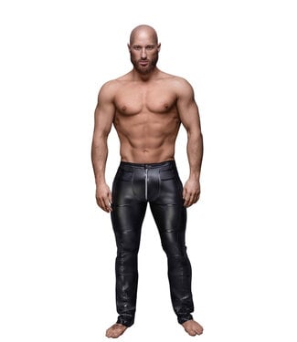 Noir Handmade Wetlook Black Pants with Shiny Accents