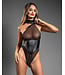 Domina Faux Leather Corset Mesh Teddy