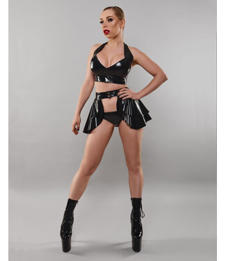 demoniq Black Vinyl Basque Skirt