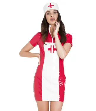 Honour Clothing Mischievous Medic PVC Nurse Dress with Cap