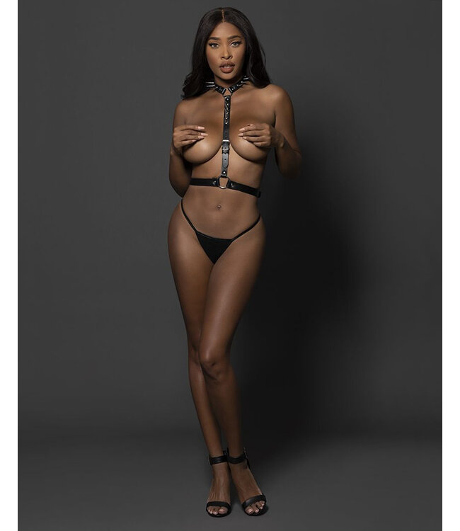 Lust Leather Aurelia Spiked Collar & Waist Harness