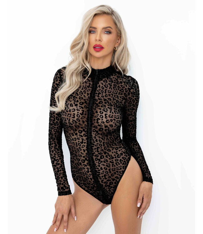Leopard flock Print bodysuit
