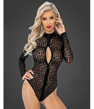 Noir Handmade Leopard flock Print bodysuit