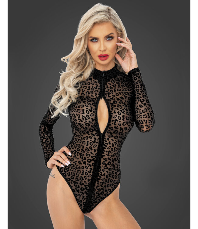 Leopard flock Print bodysuit