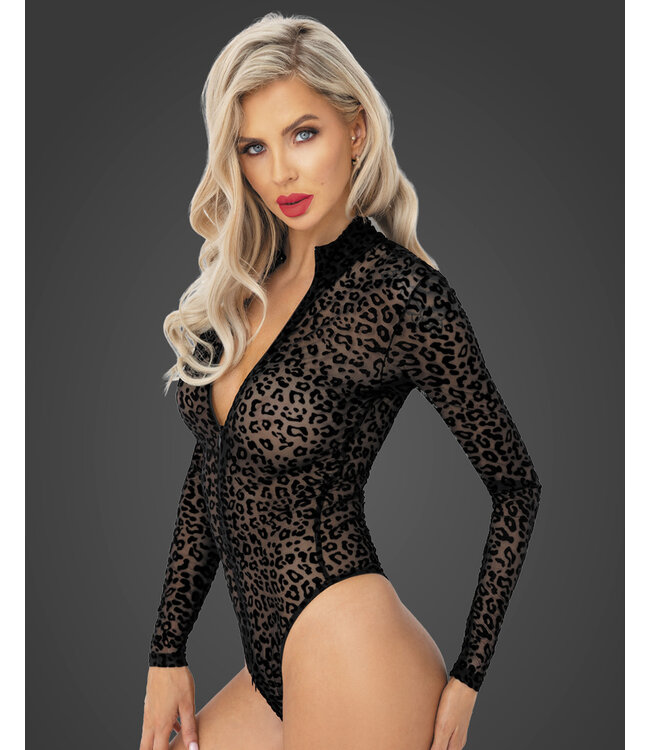 Leopard flock Print bodysuit