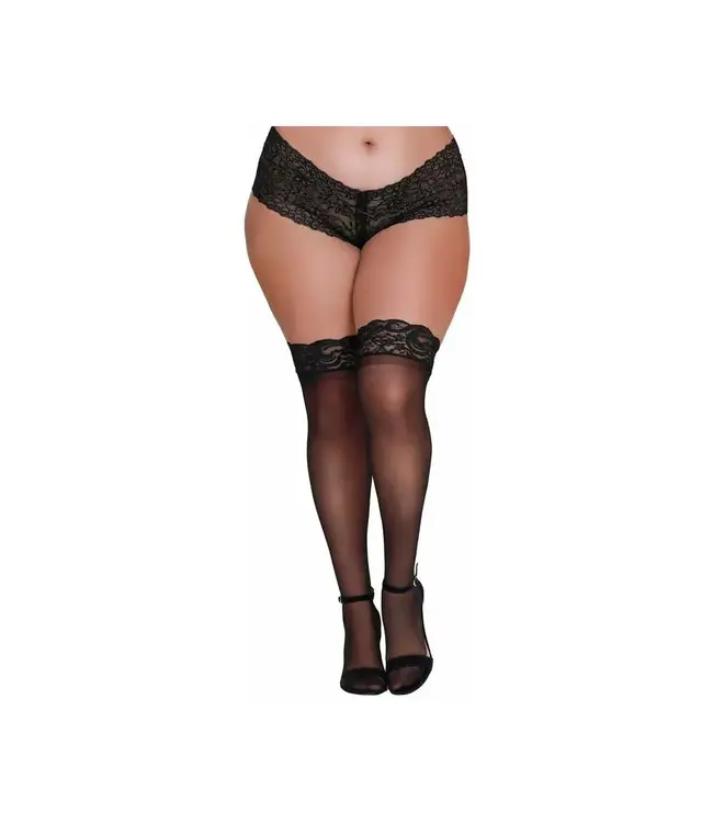Sheer Thigh-High Stockings With Silicone Lace Top