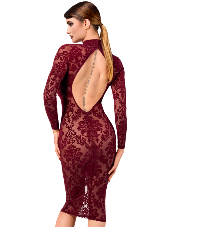 Kink Royal Burgundy Sheer Midi Dress | Fetish Fashion
