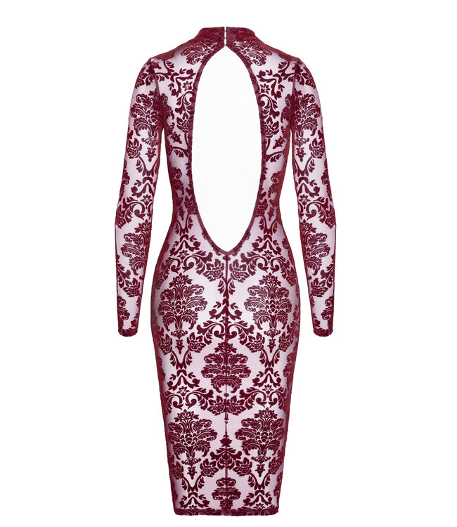 Kink Royal Burgundy Sheer Midi Dress | Fetish Fashion