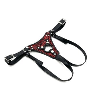 KOOKIE INT'L Brocade Leather Strap On Dildo Harness