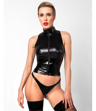 Noir Handmade Glam wetlook top with vinyl corset