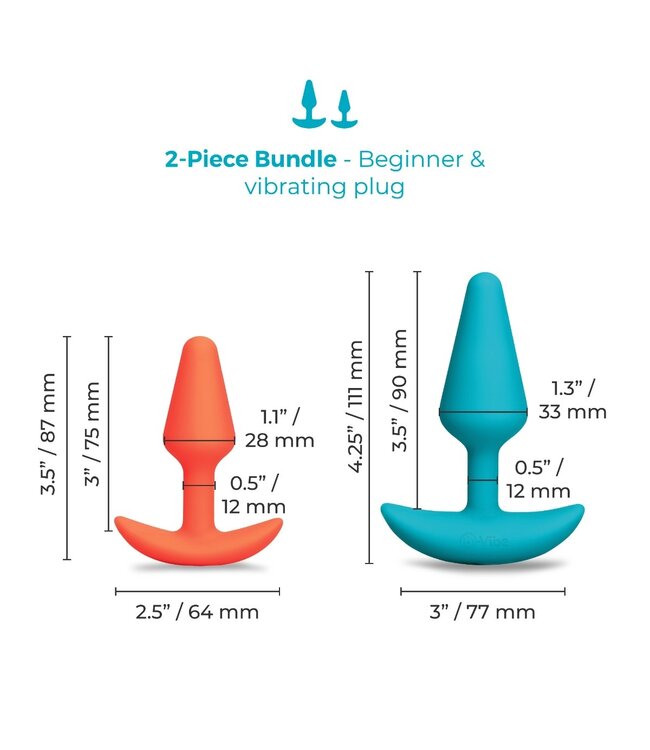 b-Vibe Butties Anal Training 2-Piece | Vibrating Butt Plugs