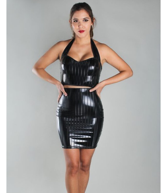 Pinstripe PVC halter neck top
