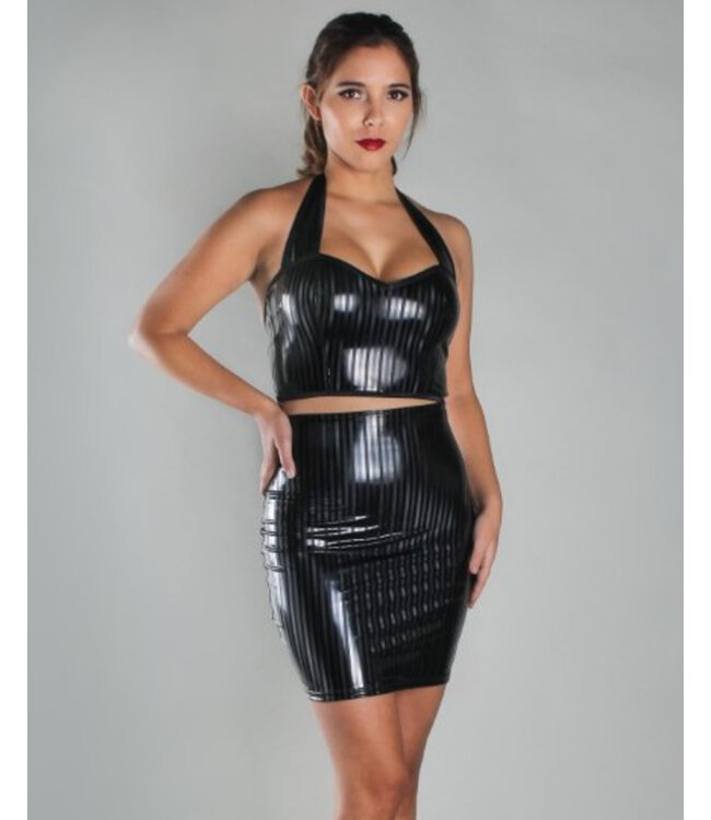 Pinstripe PVC halter neck top