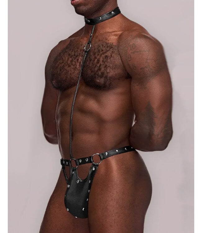 Male Power Fetish Tormentor Choker G-String Body Harness