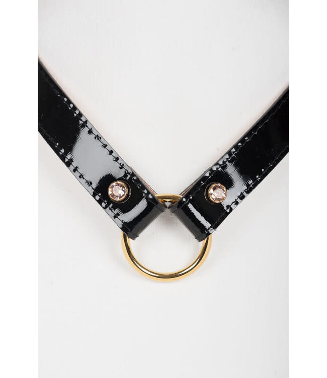 Nenette Patent Leather Collar with Swarovski® rose crystals.