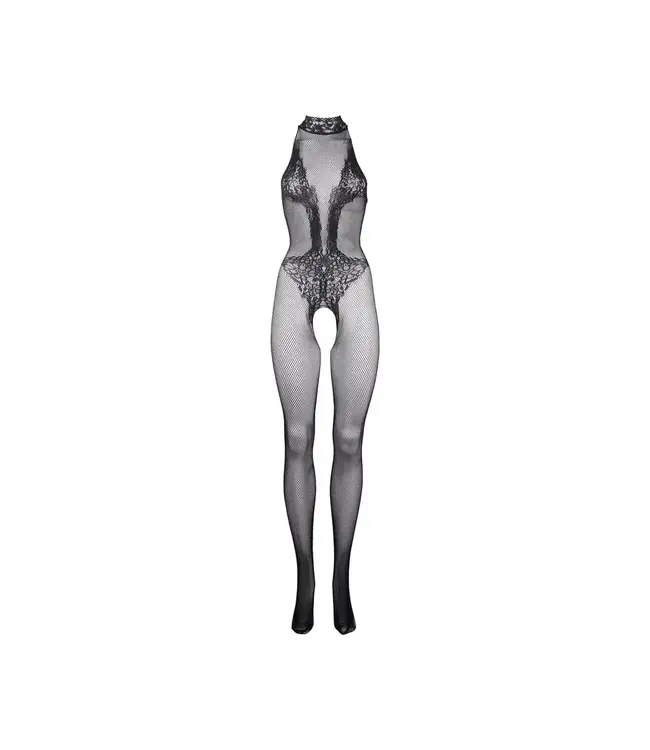 Le Desir | Fishnet & Lace High-Neck open Crotch Bodystocking