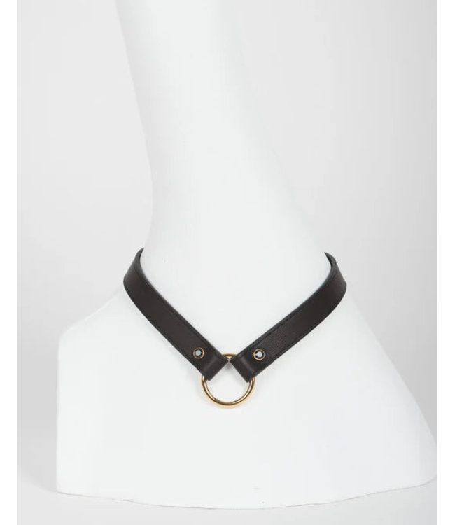 Onyx Collar and Leash with Swarovski Crystals & 18K Gold