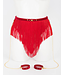 Rouge Bondage Skirt | Red Fringe Fetish Belt with Handcuffs