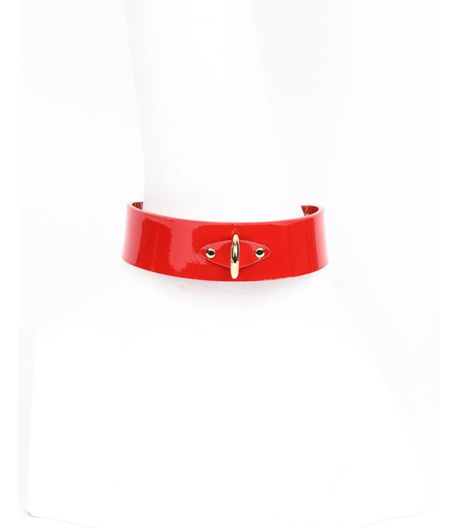 Roja Lead | Red Patent Leather with 24K Gold Chain Trim