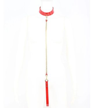 Fräulein Kink Roja Lead | Red Patent Leather with 24K Gold Chain Trim