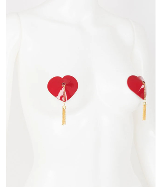 Fräulein Kink Red Hot Chain Heart Pasties with Swarovski® Crystals