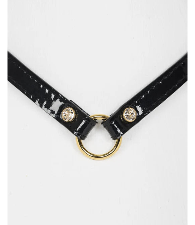 Ritsy Skinny Collar | Black Patent Leather & Swarovski Crystals