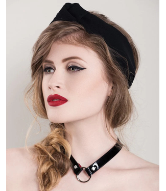 Fräulein Kink Kiss Collar | Black & Red Patent with Clear Crystals