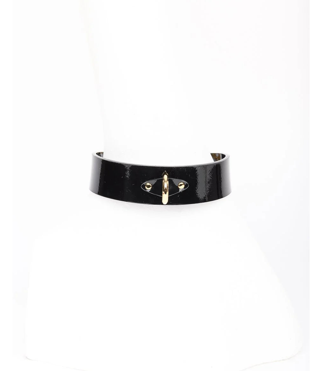 Rica Lead 24K Gold | Black Patent Leather Collar and leash