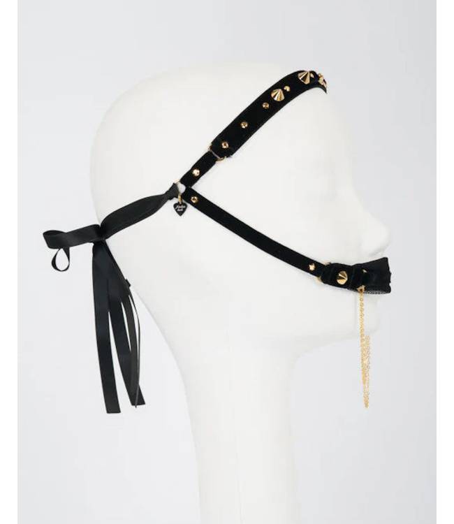 Noir Double Gag | Gold Chain Fetish Glamour Gag