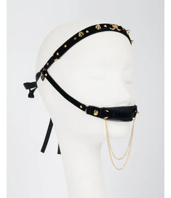Noir Double Gag | Gold Chain Fetish Glamour Gag