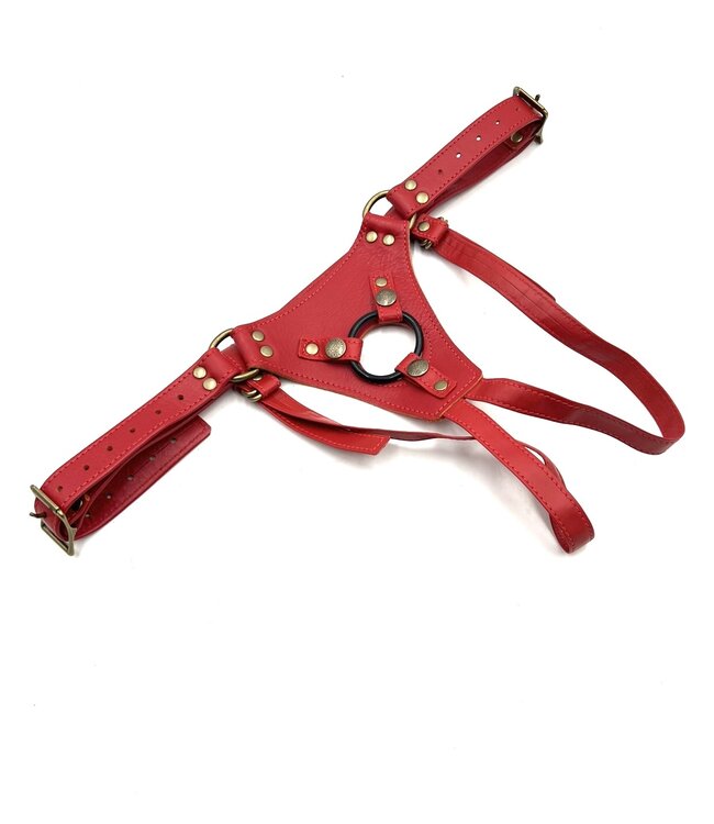 Classic Leather Strapon Harnesses | Brass Hardware
