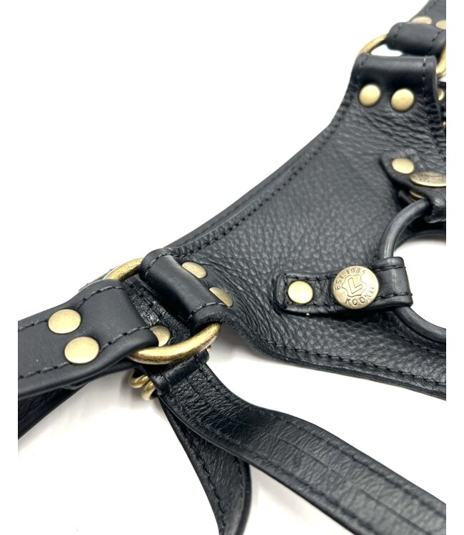Classic Leather Strapon Harnesses | Brass Hardware