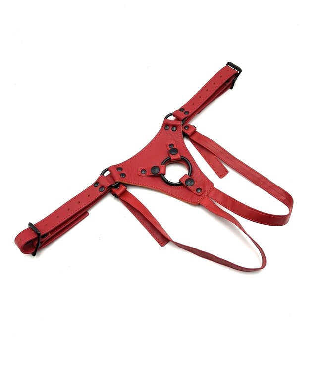 Leather Strapon Harnesses with Black Hardware