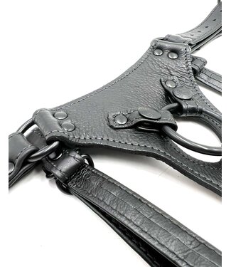 KOOKIE INT'L Leather Strapon Harnesses with Black Hardware