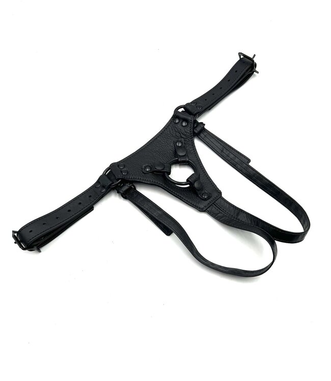 Leather Strapon Harnesses with Black Hardware